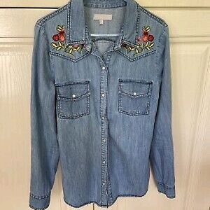 RedHerring Denim Shirt Floral Embroidered