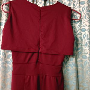 Maroon Jumpsuit with Black Pearl Accents