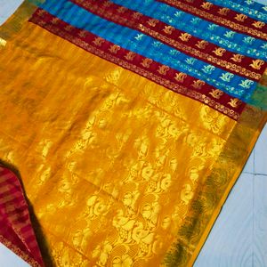 Multi Colour Pure Kanjeevaram Silk Saree