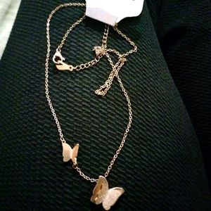 Butterfly Necklace No Stone Rose Gold Plated