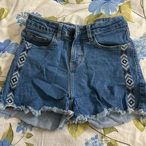 Women Solid Denim Shorts