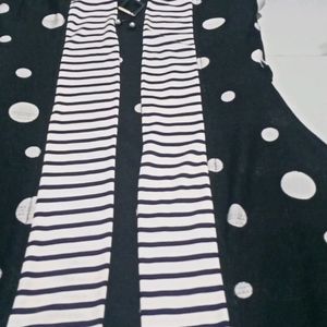 Women Fit And  Flare Blck&White Dress