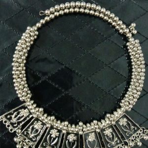 Silver Oxidised Choker Necklace