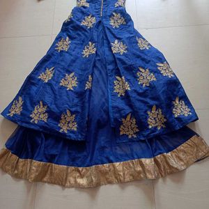 Ethnic Gown Slit Skirt With Dupatta