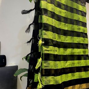 Checked Black And Green Beautiful Saree