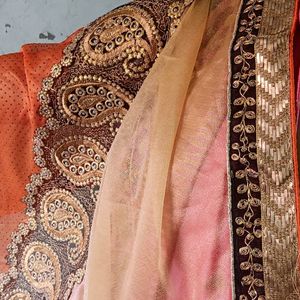 Saree Lace With Brown Blouse