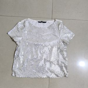 Sparkle N Shine silver embellished Zara Top