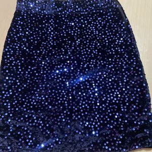 Blue Sequin Velvet Skirt