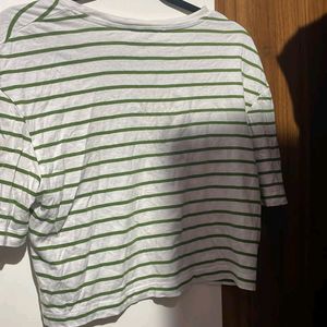 White Green Stripped T Shirt