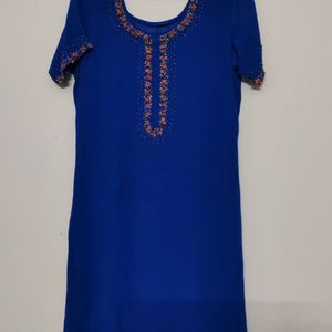 Blue Georgette Embroidery Kurta