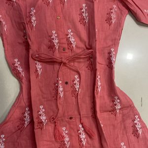 Rose Coloured Front Cut Kurti