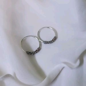 Pure Silver Sterling With Patial Oxidized Hoops