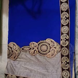 You Are Free To Offer Blue Saree With Broad Lace