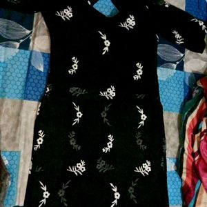 Black Kurti With  White Embroidery