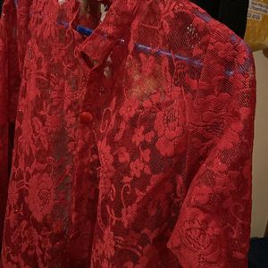 Byutiful Sharug In Red Colour Net Fabric No Use…