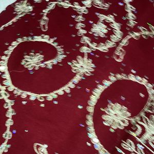 RED PURE georgette SAREE LIKE NEW