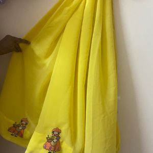 Lemon Yellow Color Silk Saree With Girl Embroidery