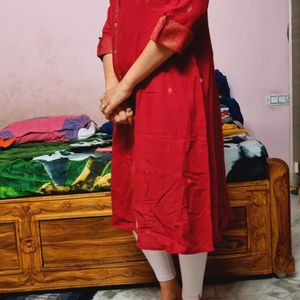 Maroon Clr Kurti With Jerry Border