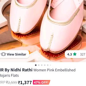 NR By Nidhi Rathi Women Pink Embellished Juttis