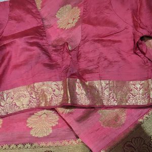 Beautiful Silk Saree New With Matching Stitched B