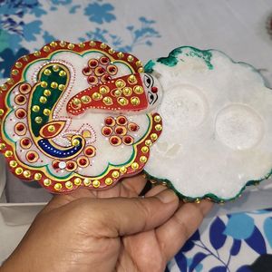 Pooja Roli Chawal Case Marble With Ganesha