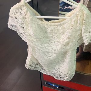 Pretty Faballey White Net Top