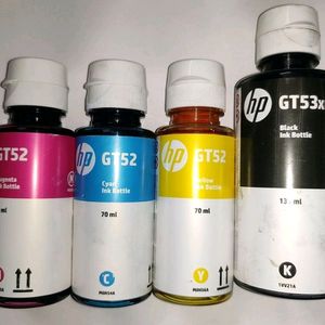 HP Ink Bottle Black & Color (GT 53XL Black GT 52 C/M/Y) Combo Set of 4 (GT53 XL & GT52)