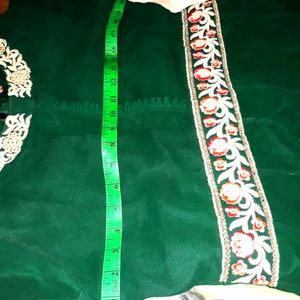 Bottle Green Heavy Ethnic Gown (Comes With Heav