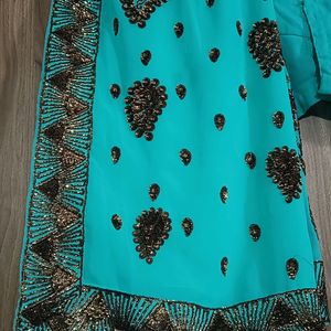 Sea Green Saree With Blouse