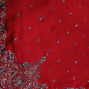 Red Bridal Zardozi Saree