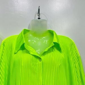 neon green silk pleated cordset