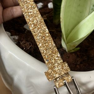 This Is A Gold Glittering Belt With Best Leather