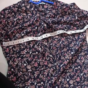 Floral Print Shirt Type Top