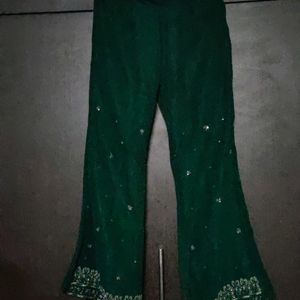 Green  Embellished Chiffon Suit