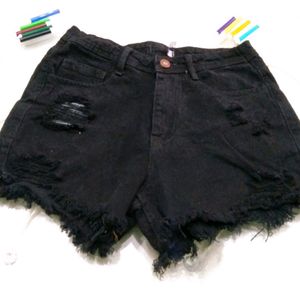 Ripped Denim Mini Shorts