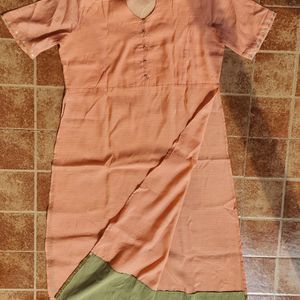 Peach Coloured High Slit Kurta