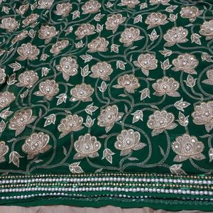 Green Embroidery Saree