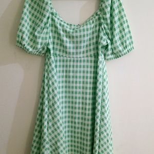 Price Crash Sale - Checked V Neck Empire Dress