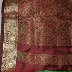 Green And maroon Saree