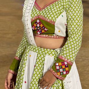 Green and White Chaniya Choli