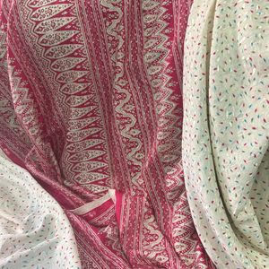 Elegant Cream-Pink Silk Fabric Saree