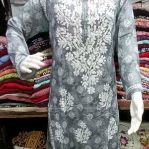 Mulmul Printed Lacknavi Handwork Kurti