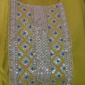 Roman Silk Lime Green Suit With Seq Dupatta