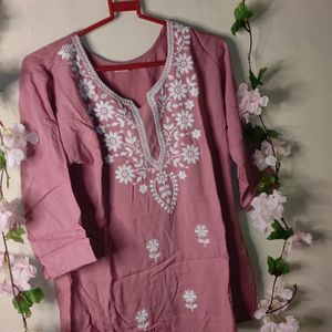 Short Length Chikankari Kurti.