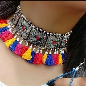 Oxidised Colorful Choker