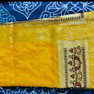 New Unused ChanderiSilk ReshamWork Saree StichedBl