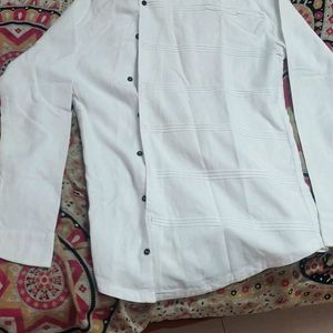 White Mandarin Collar Shirt