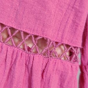Boho Tiered Pink Midi Dress