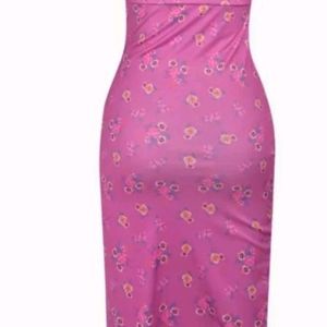 This Is Fushcia Pink Floral Front Slit Dress