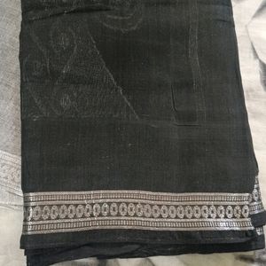 Cotton Black & Grey Saree